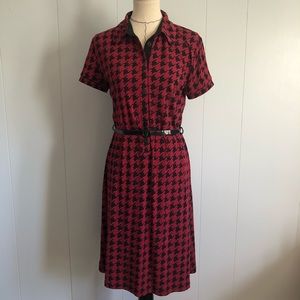 Apt 9 Maroon/Black Houndstooth Dress. Size M